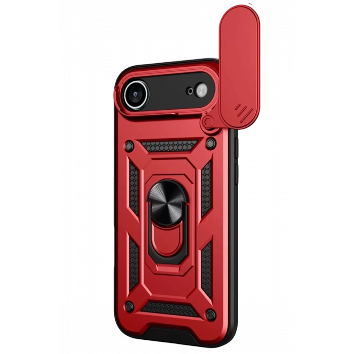 Apple iPhone 17 Air Pars Lens Yüzüklü Silikon - Kırmızı