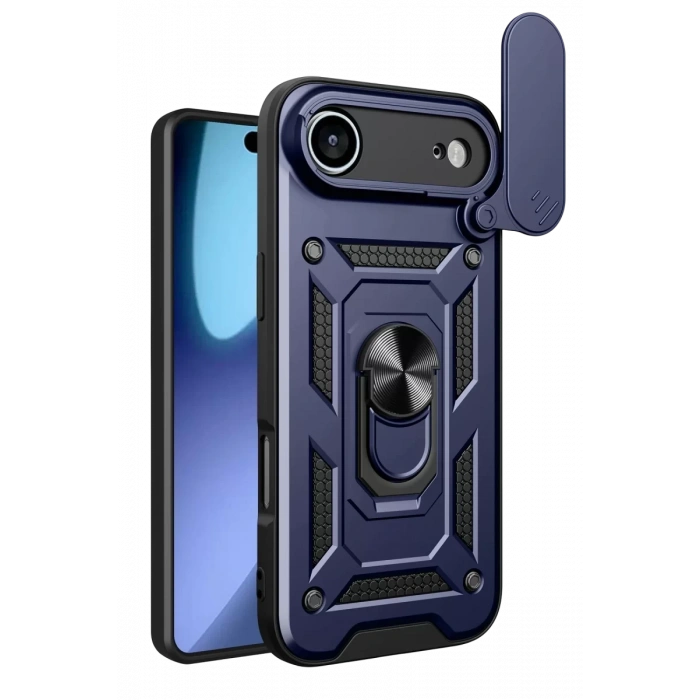 Apple iPhone 17 Air Pars Lens Yüzüklü Silikon - Lacivert