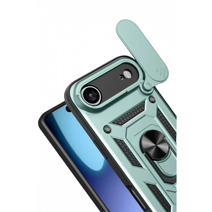 Apple iPhone 17 Air Pars Lens Yüzüklü Silikon - Yeşil