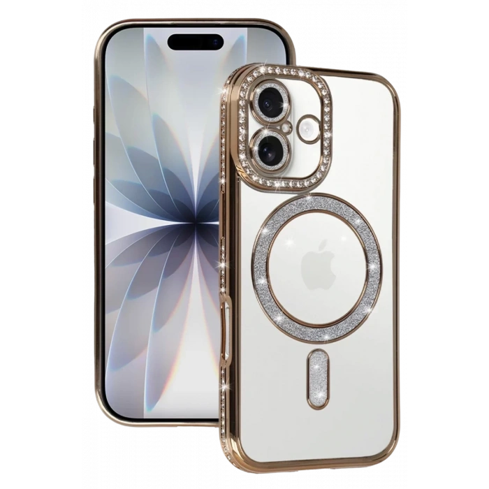 Apple iPhone 17 Joke Simli Magneticsafe Kılıf - Gold