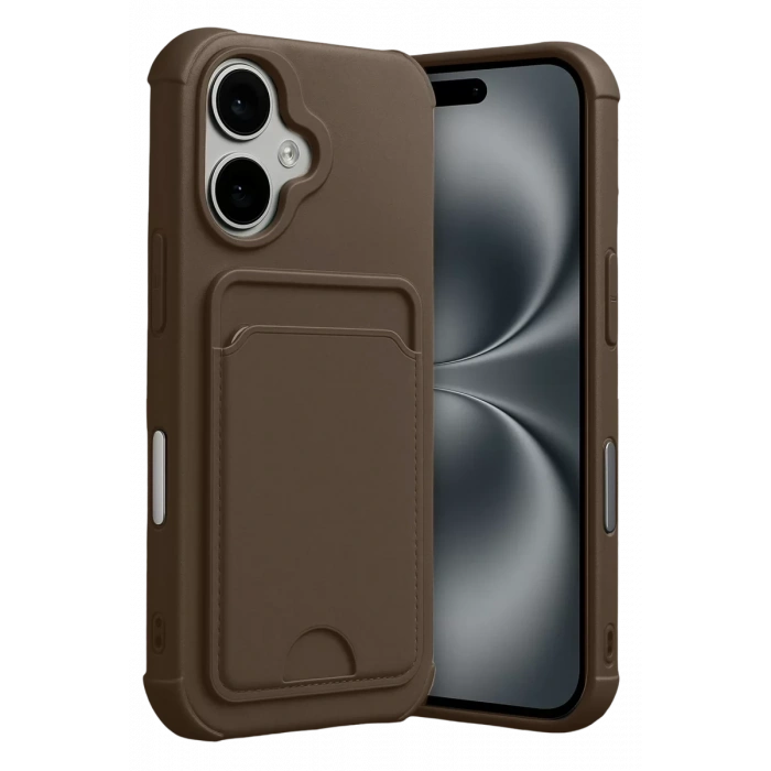Apple iPhone 17 Kelvin Kartvizitli Silikon - Kahverengi