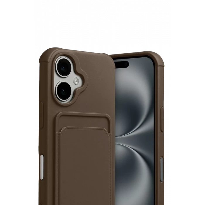 Apple iPhone 17 Kelvin Kartvizitli Silikon - Kahverengi