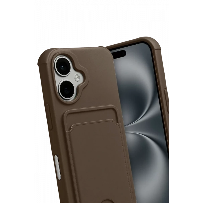 Apple iPhone 17 Kelvin Kartvizitli Silikon - Kahverengi