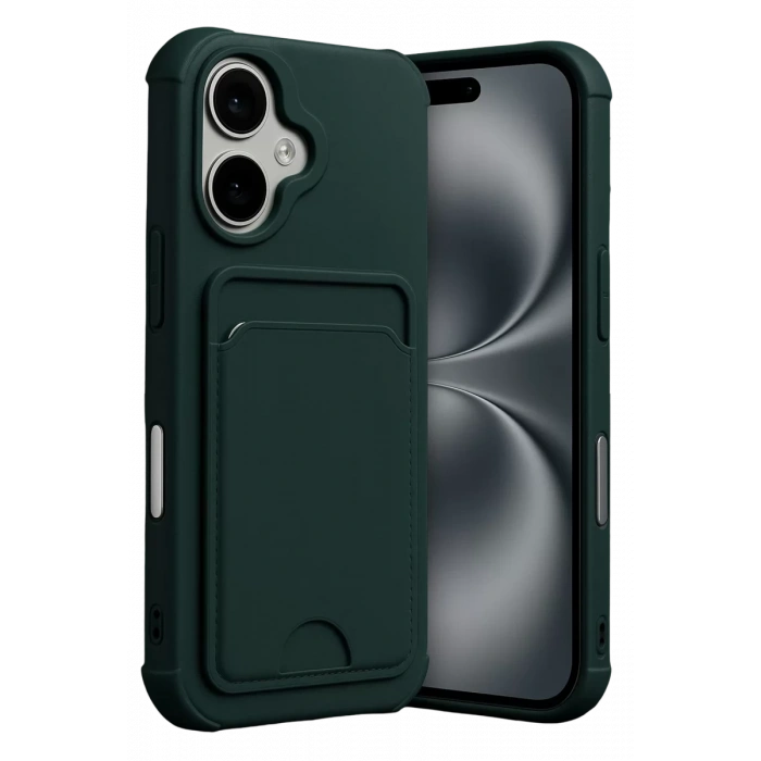 Apple iPhone 17 Kelvin Kartvizitli Silikon - Koyu Yeşil