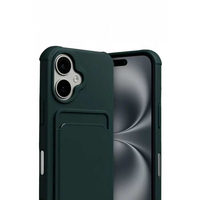 Apple iPhone 17 Kelvin Kartvizitli Silikon - Koyu Yeşil