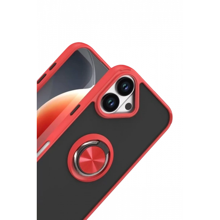 Apple iPhone 17 Montreal Yüzüklü Silikon Kapak - Kırmızı