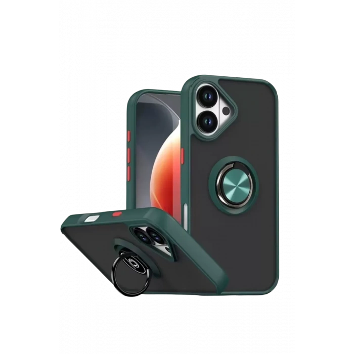 Apple iPhone 17 Montreal Yüzüklü Silikon Kapak - Yeşil