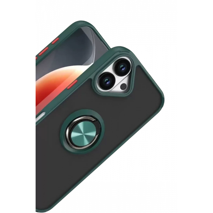 Apple iPhone 17 Montreal Yüzüklü Silikon Kapak - Yeşil