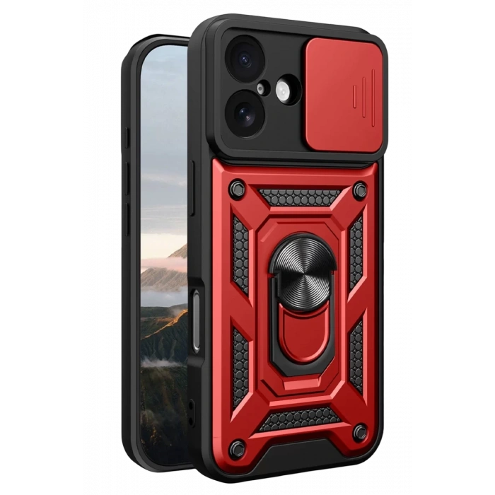 Apple iPhone 17 Pars Lens Yüzüklü Silikon - Kırmızı