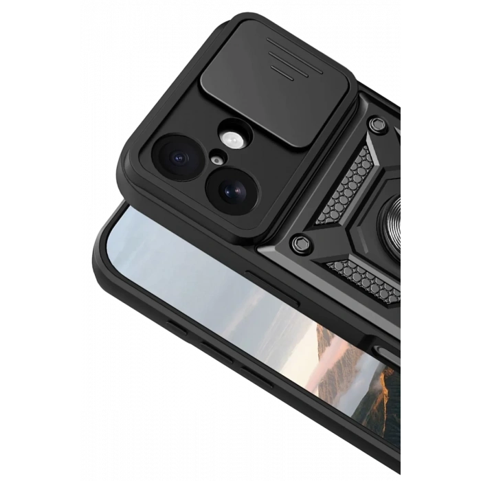 Apple iPhone 17 Pars Lens Yüzüklü Silikon - Siyah
