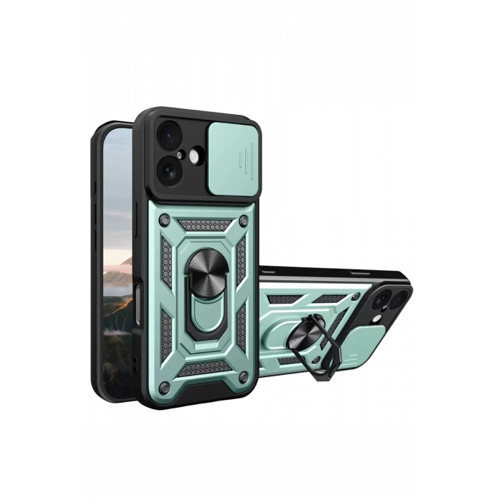 Apple iPhone 17 Pars Lens Yüzüklü Silikon - Yeşil