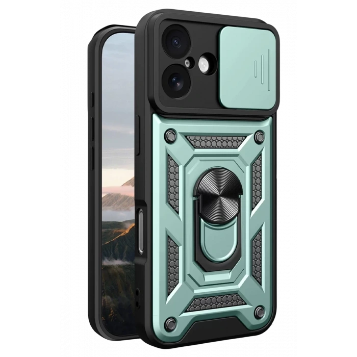 Apple iPhone 17 Pars Lens Yüzüklü Silikon - Yeşil