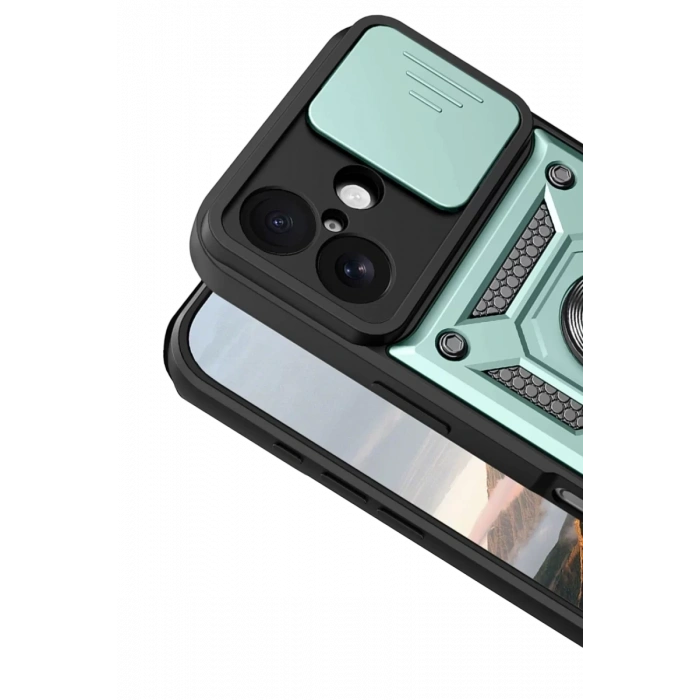 Apple iPhone 17 Pars Lens Yüzüklü Silikon - Yeşil