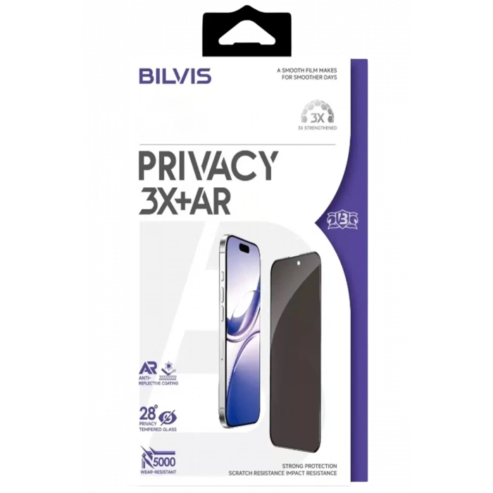 Apple iPhone 17 Pro Bilvis 3X AR Hayalet Cam Ekran Koruyucu - Siyah