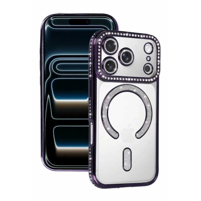 Apple iPhone 17 Pro Joke Simli Magneticsafe Kılıf - Derin Mor