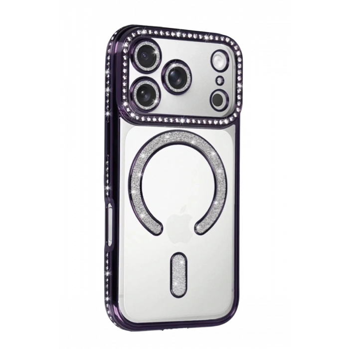 Apple iPhone 17 Pro Joke Simli Magneticsafe Kılıf - Derin Mor