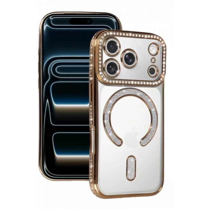 Apple iPhone 17 Pro Joke Simli Magneticsafe Kılıf - Gold
