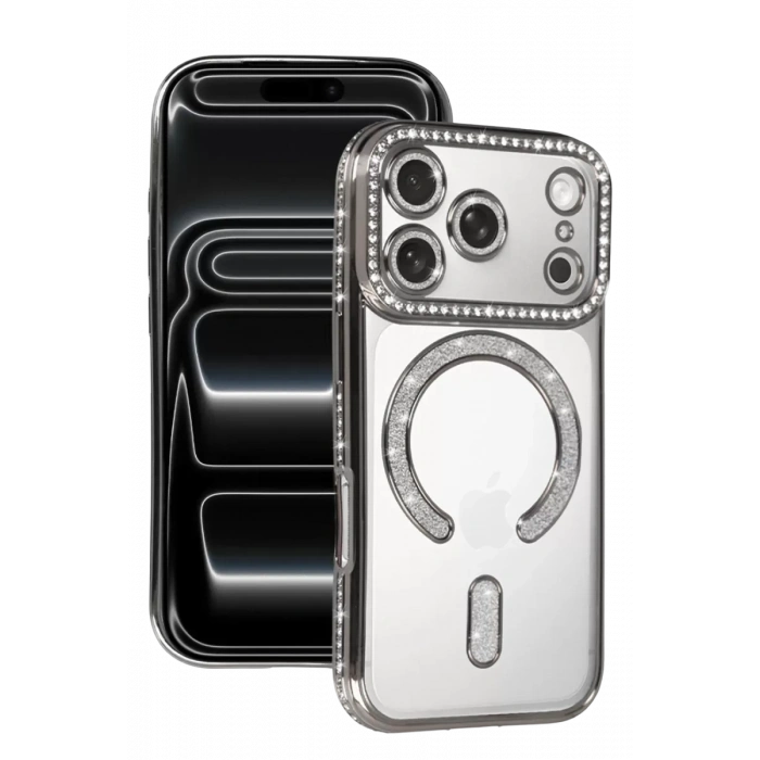 Apple iPhone 17 Pro Joke Simli Magneticsafe Kılıf - Gümüş
