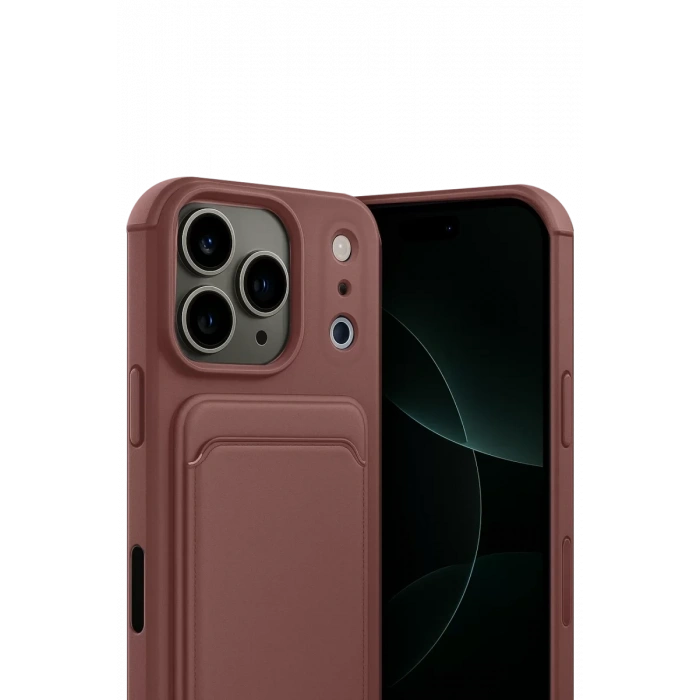 Apple iPhone 17 Pro Kelvin Kartvizitli Silikon - Bordo