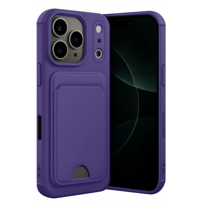 Apple iPhone 17 Pro Kelvin Kartvizitli Silikon - Derin Mor