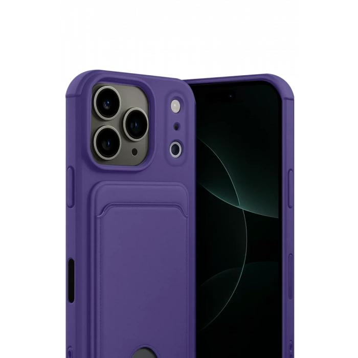 Apple iPhone 17 Pro Kelvin Kartvizitli Silikon - Derin Mor