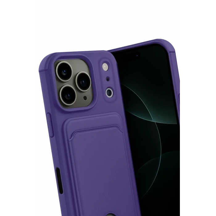 Apple iPhone 17 Pro Kelvin Kartvizitli Silikon - Derin Mor