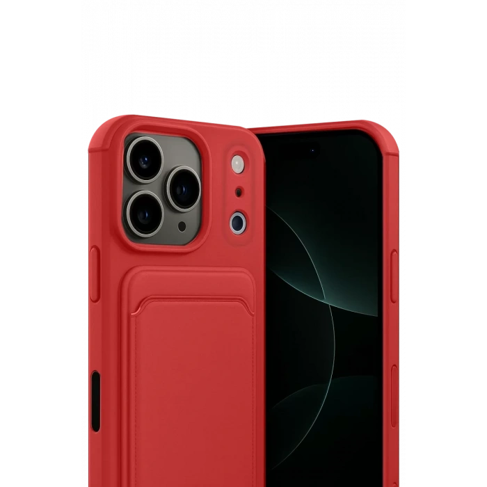 Apple iPhone 17 Pro Kelvin Kartvizitli Silikon - Kırmızı