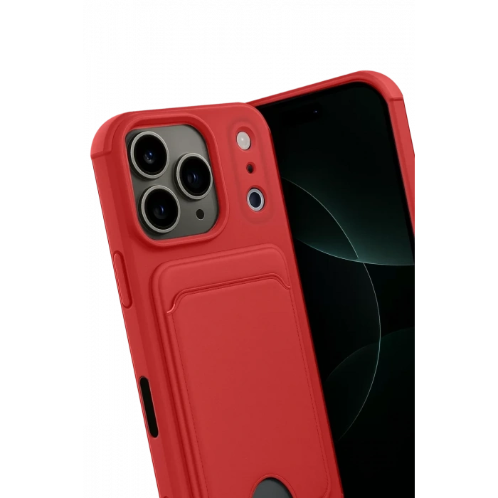 Apple iPhone 17 Pro Kelvin Kartvizitli Silikon - Kırmızı