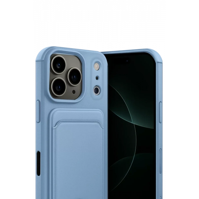 Apple iPhone 17 Pro Kelvin Kartvizitli Silikon - Mavi