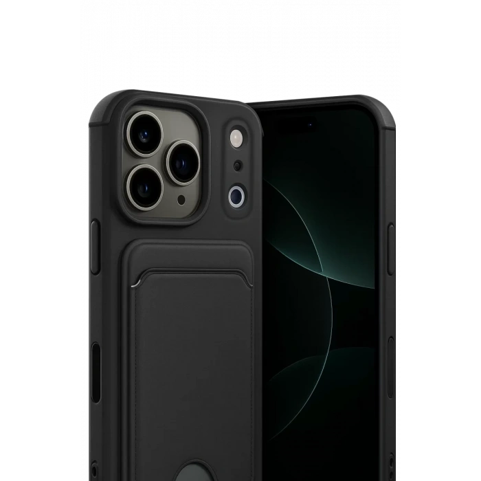 Apple iPhone 17 Pro Kelvin Kartvizitli Silikon - Siyah