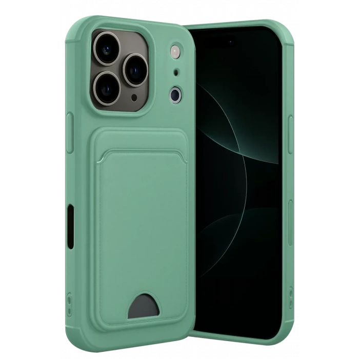 Apple iPhone 17 Pro Max Kelvin Kartvizitli Silikon - Açık Yeşil