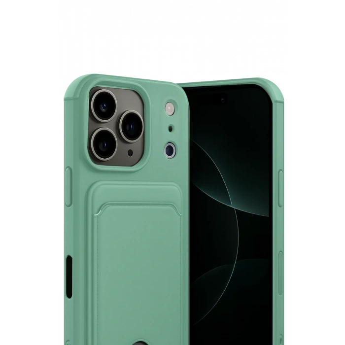 Apple iPhone 17 Pro Max Kelvin Kartvizitli Silikon - Açık Yeşil