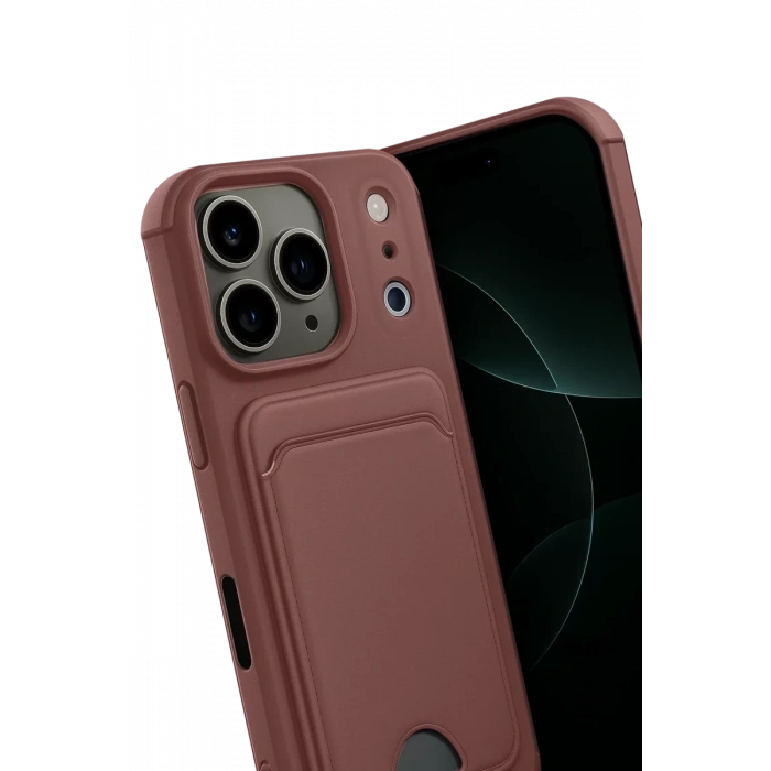 Apple iPhone 17 Pro Max Kelvin Kartvizitli Silikon - Bordo