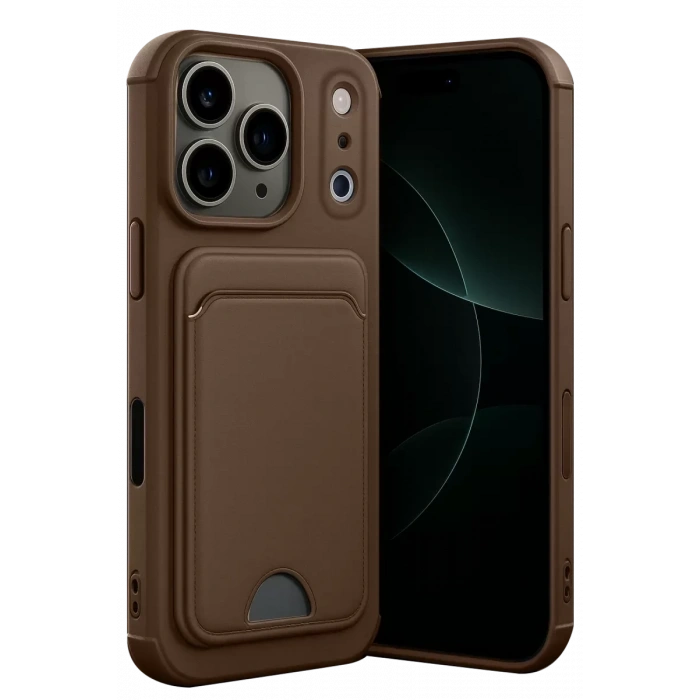 Apple iPhone 17 Pro Max Kelvin Kartvizitli Silikon - Kahverengi