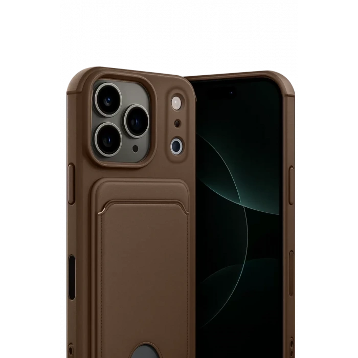 Apple iPhone 17 Pro Max Kelvin Kartvizitli Silikon - Kahverengi