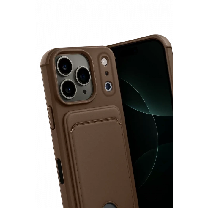 Apple iPhone 17 Pro Max Kelvin Kartvizitli Silikon - Kahverengi