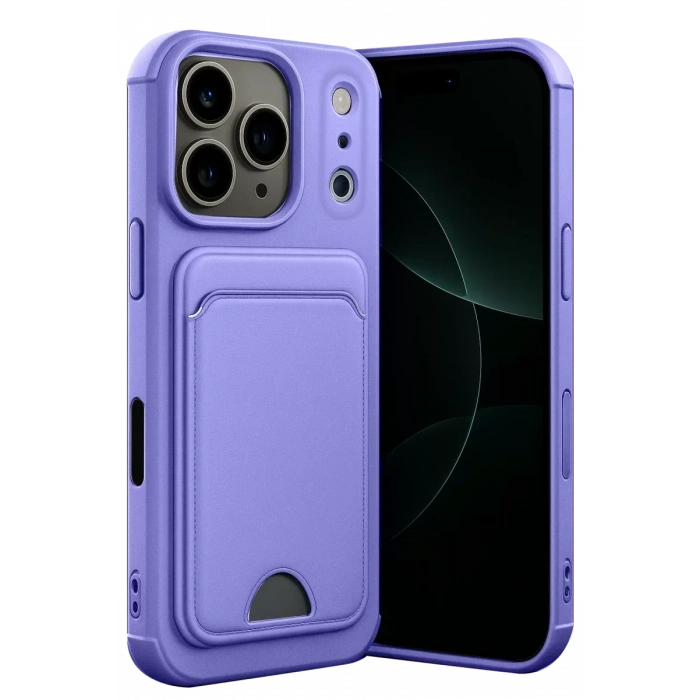 Apple iPhone 17 Pro Max Kelvin Kartvizitli Silikon - Lila