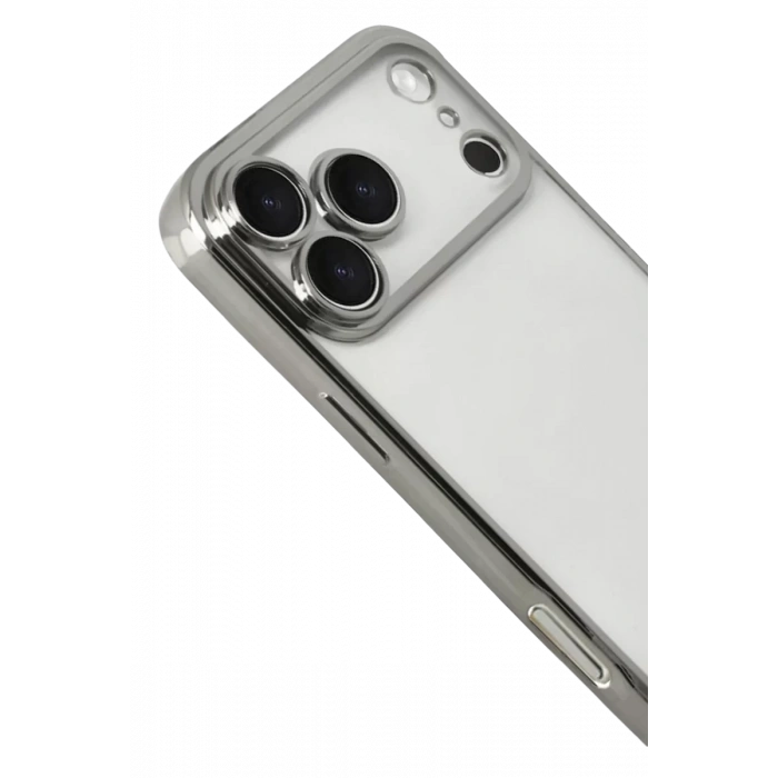 Apple iPhone 17 Pro Max Lensli Silikon - Gümüş
