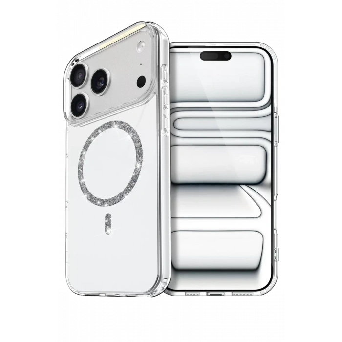 Apple iPhone 17 Pro Max Live Diamond Magsafe Kapak - Şeffaf