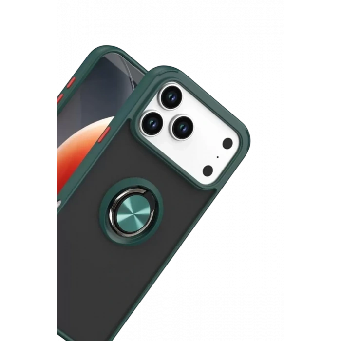 Apple iPhone 17 Pro Max Montreal Yüzüklü Silikon Kapak - Yeşil