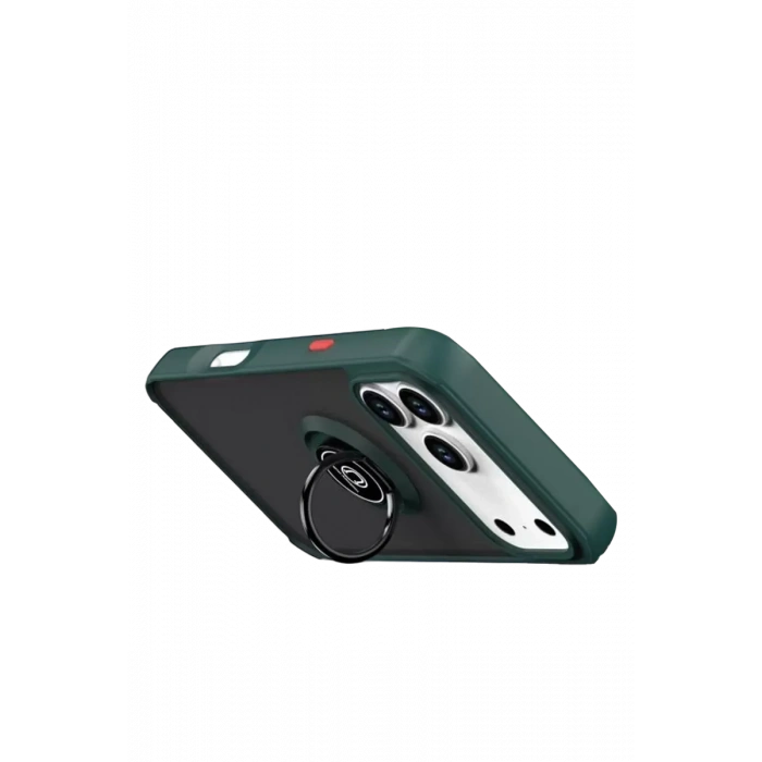 Apple iPhone 17 Pro Max Montreal Yüzüklü Silikon Kapak - Yeşil