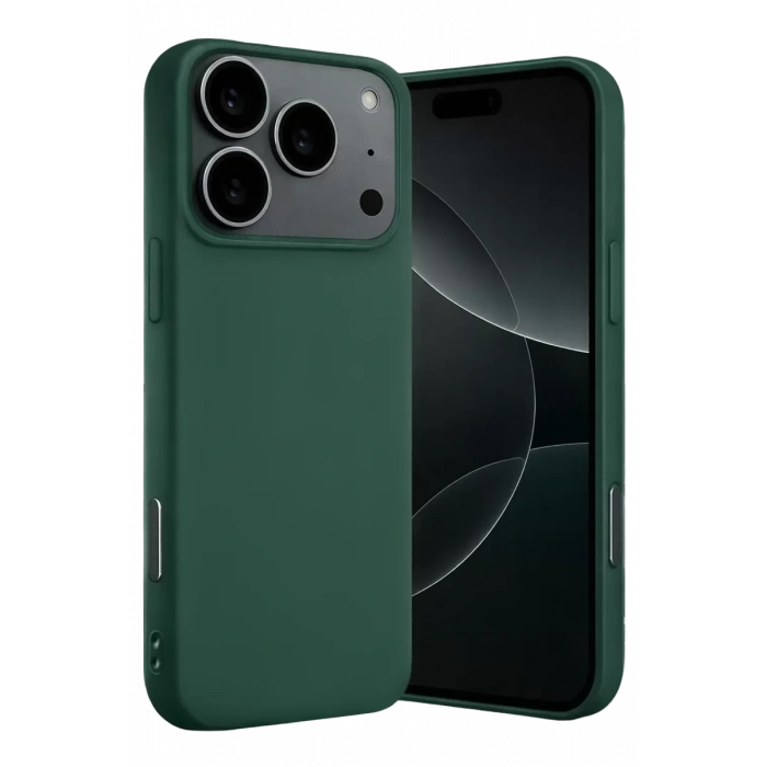 Apple iPhone 17 Pro Max Nano içi Kadife Silikon - Koyu Yeşil