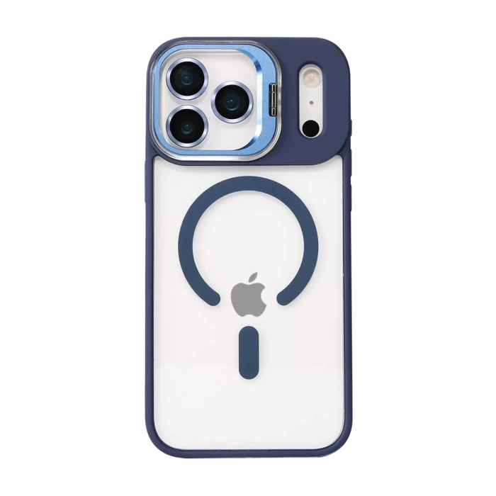 Apple iPhone 17 Pro Max Remim Lensli Magsafe Standlı Kapak - Lacivert