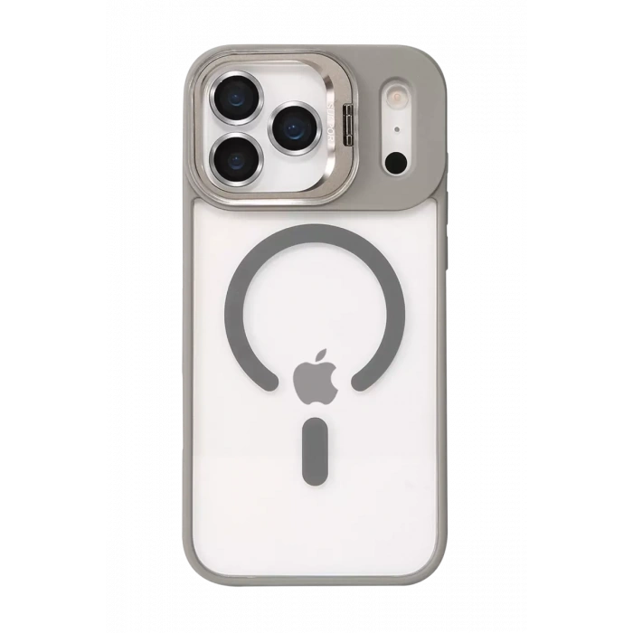 Apple iPhone 17 Pro Max Remim Lensli Magsafe Standlı Kapak - Titan Gri