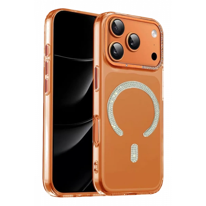 Apple iPhone 17 Pro Max Tash Diamond Magsafe Kapak - Turuncu