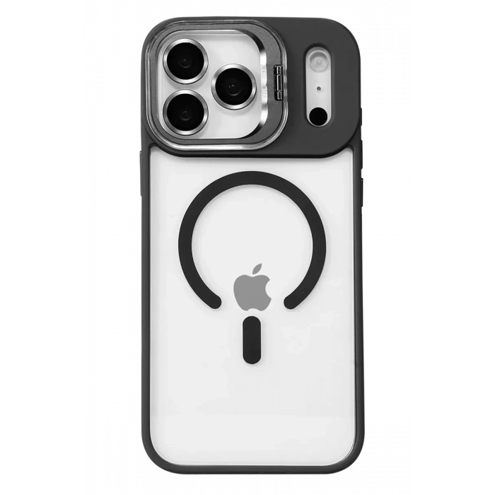 Apple iPhone 17 Pro Remim Lensli Magsafe Standlı Kapak - Siyah
