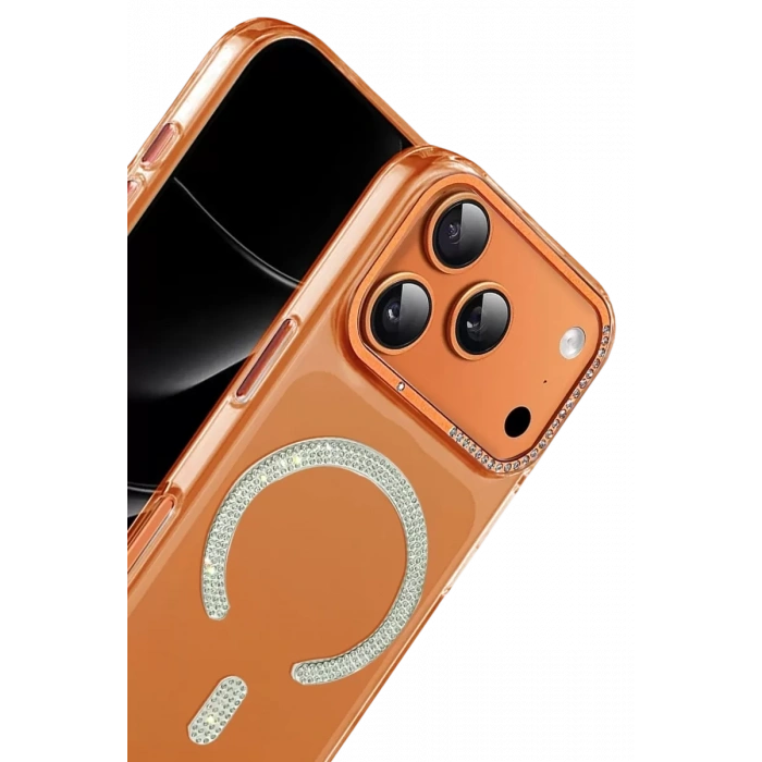Apple iPhone 17 Pro Tash Diamond Magsafe Kapak - Turuncu