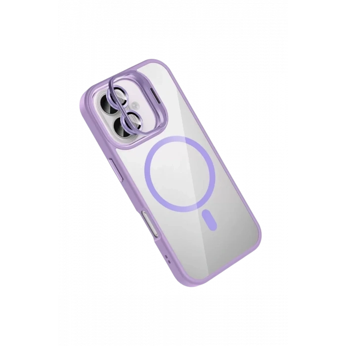 Apple iPhone 17 Remim Lensli Magsafe Standlı Kapak - Lila