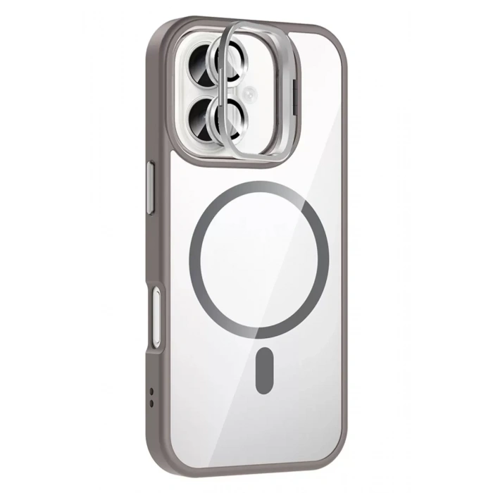 Apple iPhone 17 Remim Lensli Magsafe Standlı Kapak - Titan Gri