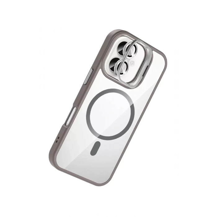 Apple iPhone 17 Remim Lensli Magsafe Standlı Kapak - Titan Gri
